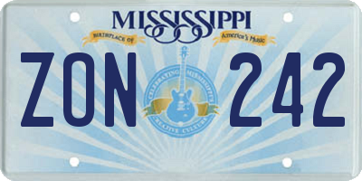 MS license plate ZON242