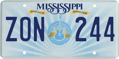 MS license plate ZON244