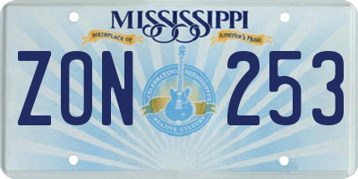 MS license plate ZON253