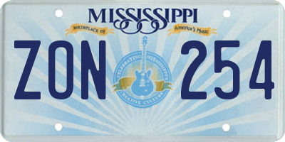 MS license plate ZON254