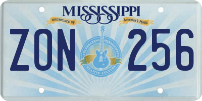 MS license plate ZON256