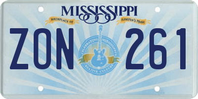 MS license plate ZON261