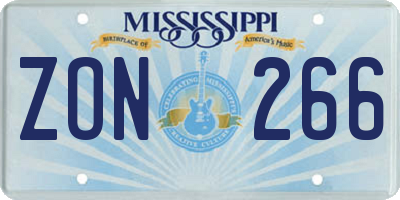 MS license plate ZON266