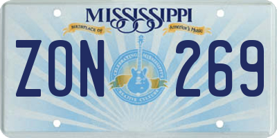 MS license plate ZON269