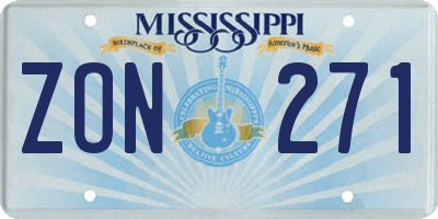 MS license plate ZON271