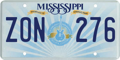 MS license plate ZON276