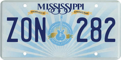 MS license plate ZON282
