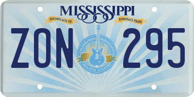 MS license plate ZON295