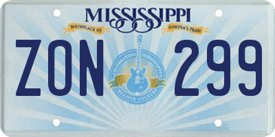 MS license plate ZON299