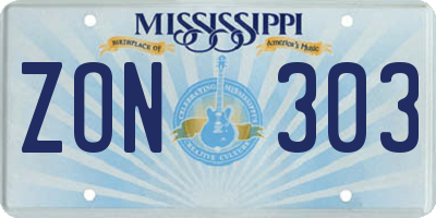 MS license plate ZON303
