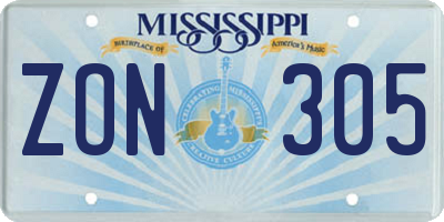 MS license plate ZON305
