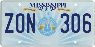 MS license plate ZON306