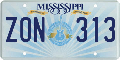 MS license plate ZON313