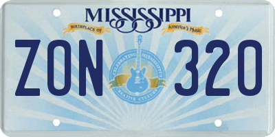 MS license plate ZON320