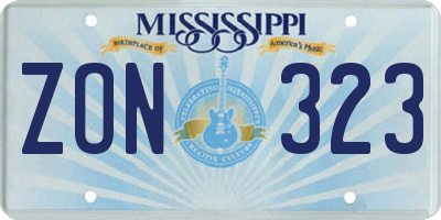 MS license plate ZON323