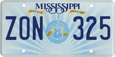 MS license plate ZON325
