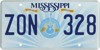MS license plate ZON328