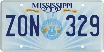 MS license plate ZON329