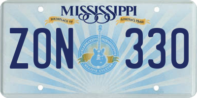 MS license plate ZON330