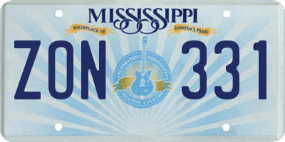 MS license plate ZON331