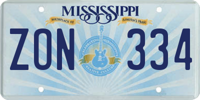 MS license plate ZON334