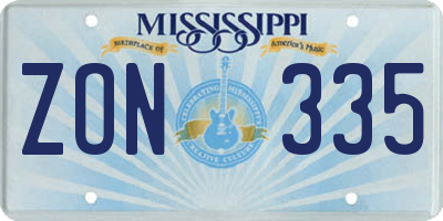 MS license plate ZON335