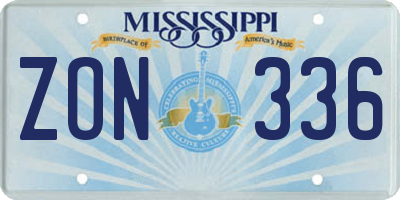 MS license plate ZON336