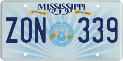 MS license plate ZON339