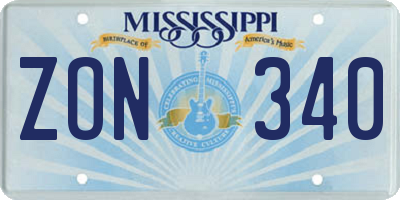 MS license plate ZON340