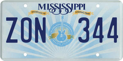 MS license plate ZON344