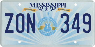MS license plate ZON349