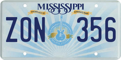 MS license plate ZON356