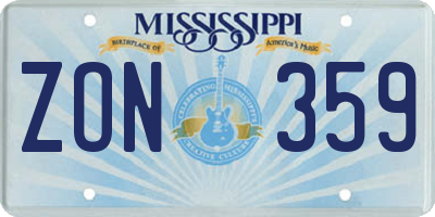MS license plate ZON359