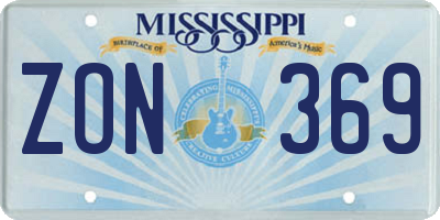 MS license plate ZON369
