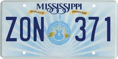 MS license plate ZON371