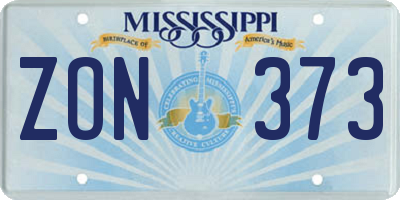 MS license plate ZON373