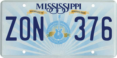MS license plate ZON376