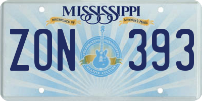 MS license plate ZON393