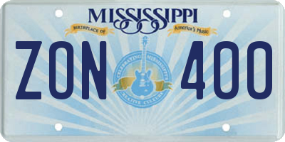 MS license plate ZON400