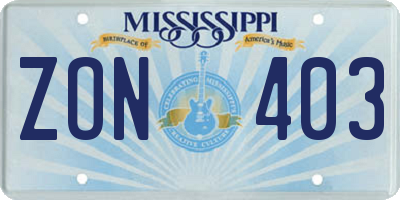 MS license plate ZON403