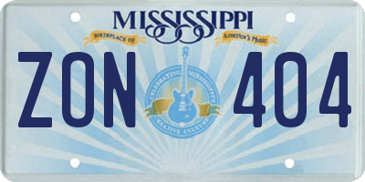 MS license plate ZON404
