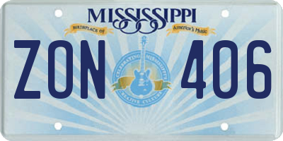 MS license plate ZON406