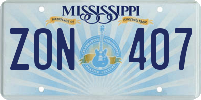 MS license plate ZON407