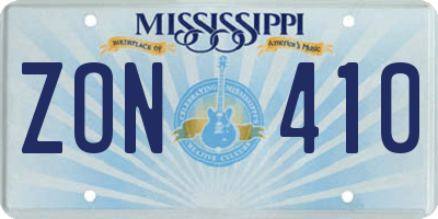 MS license plate ZON410