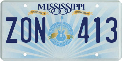 MS license plate ZON413