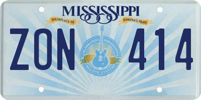 MS license plate ZON414