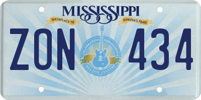 MS license plate ZON434