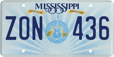 MS license plate ZON436