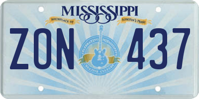 MS license plate ZON437