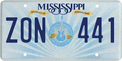 MS license plate ZON441